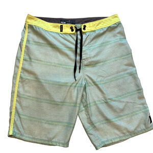 Hurley Board Shorts 18/29, yellow/green stripe, boys/men